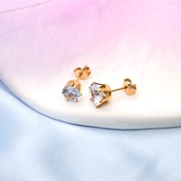 Boucles d'oreilles clous rondes en acier inoxydable 316L, plaquées or 18 carats, serties de 6 griffes, avec zircone cubique 3A, ensemble multi-tailles pour hommes et femmes