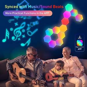 Lampe quantique LED RGB DIY, hexagonale modulaire intelligente, contrôlée par la musique, éclairage intelligent, décoration murale, lumière de <span class=keywords><strong>nuit</strong></span> hexagonale - Product Image 5