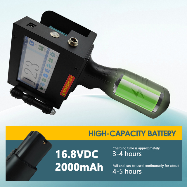 Handheld Inkjet Printer 600DPI Mini Coding Machine 2-50mm Date Batch QR Logo Printing Coder for Cans Metal Glass