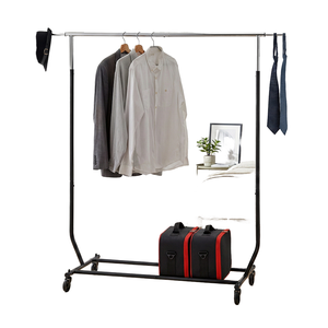 Porte-vêtements métallique de qualité commerciale, robuste, écologique, grande capacité, avec barre extensible chromée de 42 à 67 pouces pour rangement - Product Image 1