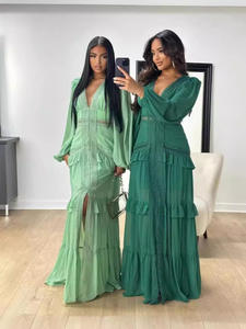 <span class=keywords><strong>Vestido</strong></span> <span class=keywords><strong>Largo</strong></span> Elegante de Fiesta para Mujer, Primavera-Verano 2025, con Cuello en V y Manga Larga, con Costuras Elegantes - Product Image 4