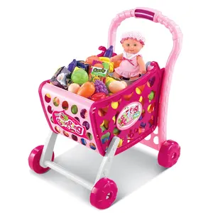 008-903儿童购物车手推车假装游戏套装创意和想象力食品水果蔬菜商店手推车游戏女孩玩具