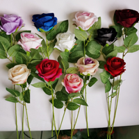 Velvet Rose Hochwertige künstliche Single Real Touch Velvet Red Rose Blume für Dekoration Hochzeit