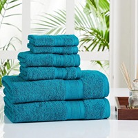 Ensemble de 6 serviettes en coton turc Cotton Paradise, séchage rapide, super douces et absorbantes, bleu aqua, serviettes de bain