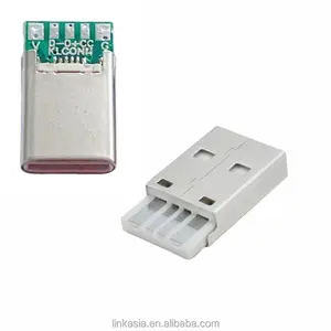 High current white Type A power connector 4-core A-C plug with built-in LED light