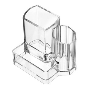 Transparent Acrylic Desk Organizer With Partitions 1L Capacity For Office Storage And <b>Pen</b> Holder - Product Image 1