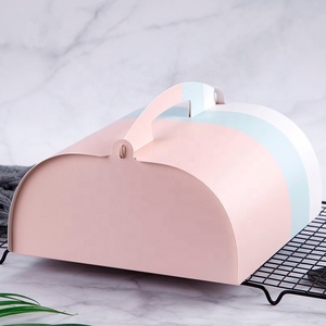 Omzl — boîte rectangulaire personnalisée pour emballage alimentaire, emballage à gâteaux en papier rose avec poignée, pour <span class=keywords><strong>mariage</strong></span>, anniversaire, vente en gros - Product Image 2