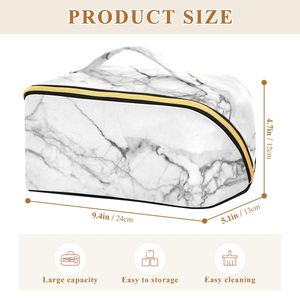 Marble Pattern <b>Makeup</b> Bag Waterproof Cosmetic <b>Case</b> Zipper Toiletry Pouch Portable Travel Organizer - Product Image 2