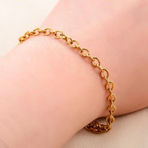 Pulsera de Cadena de Eslabones Sencillos de Acero Inoxidable para Hombre y Mujer, Tobillera, Cadena para Mano, Color Dorado, Joyería Metálica, Regalo - Product Image 4