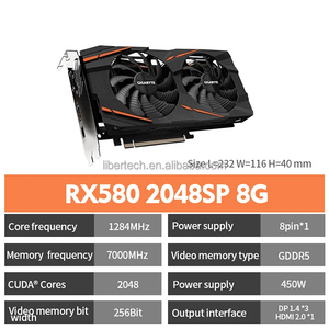 Carte graphique de jeu d'occasion RX 580 8G GDDR5 256 bits DirectX 12 PCI Express 3.0 X16 pour PC de bureau avec garantie d'un an - Product Image 2