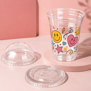 Custom Printed Disposable <b>Plastic</b> <b>Drink</b> <b>Cups</b> with Lids, Clear Summer Fruit Design Cold Beverage <b>Cups</b> for Parties - Product Image 5