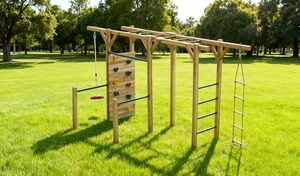 Attrezzatura Fitness in Legno 6 in 1 per Bambini Scala da Arrampicata in Legno Barra per Arrampicata all'Aperto per Bambini - Product Image 4