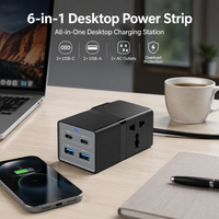 Chargeur de bureau multi-ports 40W avec station de charge USB-C PD, prises USB-A et AC, cordon AC pliable pour ordinateur portable, maison, bureau, voyage