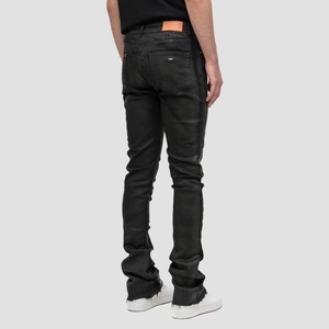 New Arrival <b>Men</b> Wax Skinny Flare <b>Jeans</b> Custom High Quality 100% Cotton Denim Flared <b>Jeans</b> - Product Image 2