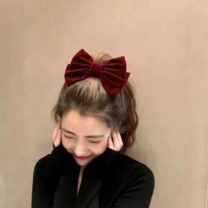 Pinza para el pelo de terciopelo estilo coreano con lazo grande de doble capa, pinza de resorte, accesorio para el pelo con lazo estilo retro para mujer, lujo ligero. - Product Image 2