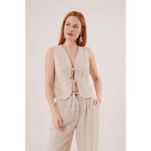 Conjunto de Dos Piezas para Mujer en Colores Piedra, Chaleco con Cierre Frontal y Pantalones - Venta al por Mayor - Product Image 4