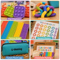Kit de récompenses sensorielles personnalisé pour la salle de classe, coffret cadeau de récompenses scolaires, jouets sensoriels, autocollants, pochette, cahier, cordon, logo personnalisé, fabrication en usine
