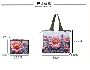 Bolsa de Compras Reutilizable, Plegable, Impermeable, de Poliéster, Colorida, con Diseño de Flores Impresas Personalizadas, Ecológica, para Supermercado, 2026 - Product Image 2