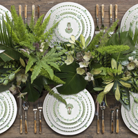 Service de table en porcelaine Palmier émeraude Vaisselle en céramique haut de gamme pour la vente au détail Mariages sur le thème de la jungle Événements écologiques