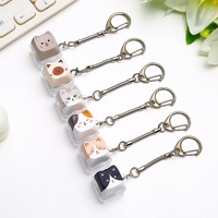 Porte-clés anti-stress en plastique à motif chat mignon, jouet sensoriel à 4 touches, avec capuchon de clavier à sublimation et son de clic