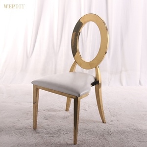 Stackable Hollow Stainless Steel Gold Silver Rose Gold <strong>Small</strong> Round Back Wedding <strong>Chair</strong> <strong>for</strong> Hotel Wedding - Product Image 3
