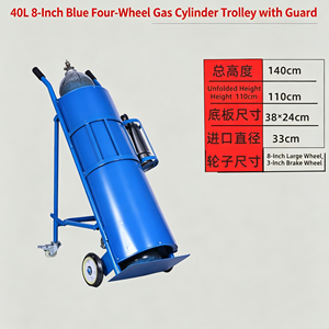 1. Chariot à double bouteille de gaz robuste avec roues et sangle de sécurité pour oxygène, acétylène, argon industriels - Product Image 4