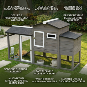 Grand poulailler extérieur en bois, abri imperméable pour poules, lapins et animaux domestiques - Product Image 2
