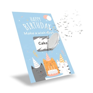 Thiết kế sinh nhật thẻ cào tùy chỉnh phong cách dễ thương <span class=keywords><strong>Scratch</strong></span>-off UV lớp phủ in Chiến Thắng Thông tin - Product Image 1