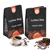 Sachet de café à fond plat avec valve de dégazage unidirectionnelle, personnalisé avec logo imprimé, pour 1 kg de grains de café