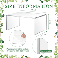Lot de 2 supports de présentation réglables en acrylique de 12 pouces, type sol, minimalistes, étagères de 5 mm d'épaisseur pour armoires et aliments