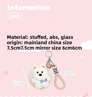 Mignon miroir en peluche West Highland, décoration à suspendre, pendentif de sac, miroir de maquillage portable de dessin animé, miroir de maquillage double face