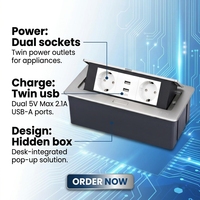 Prise Schuko 16A 5V 2.1A Chargement USB Pop-up Prise de courant de bureau 250V Prêt pour la table de conférence européenne NFC