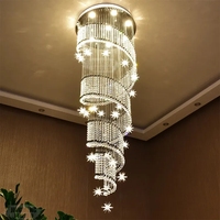 Mode Moderne Double Escalier En Spirale Salon Cristal Goutte Éclairage Carré Led Lustre