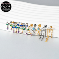 Boucles d'oreilles piercing en titane G23 avec zircon, clous d'oreille, bijoux de corps, anneau de lèvre, pour mariage, fiançailles, fête, tendance