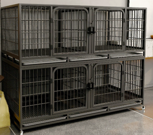 Pet Breeding <strong>Cage</strong> 1-3 Layer XL Iron Mother and Children Design with Partition for Dogs, <strong>Cats</strong>, Rabbits, Etc., White and Black - Product Image 3