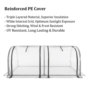 2 Sections Outdoor Plant Cloche PE Cover Raised Poly Tunnel Greenhouse with Metal <b>Frame</b> Modern Design for Backyard & Home Use - Product Image 4