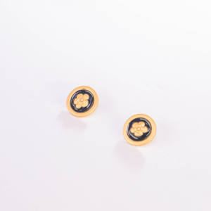 <b>Vintage</b> French Enamel Copper Stud Earring with Floral Design Women's Fashion Jewelry Gift - Product Image 3