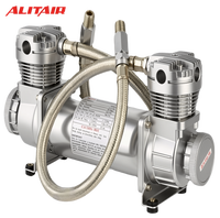 Compresseur d'air pour voiture ALITAIR 12V/24V à double cylindre, compresseur de suspension pour système de suspension pneumatique A480C-2 Max 300PSI