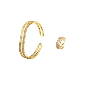 แฟชั่นใหม่โบฮีเมียแหวนสร้อยข้อมือชุดทองเงินคริสตัลเพทายชุดเครื่องประดับ