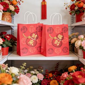 Bolsa de Regalo de Papel Kraft Personalizada, Reciclada, para Llevar Comida, con Asas Retorcidas - Product Image 4