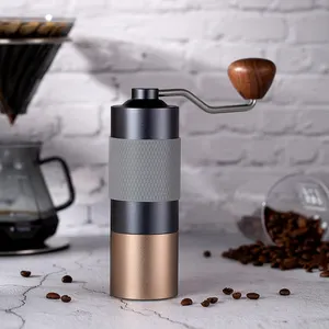 Newual हाथ कॉफी बनाने की मशीन 6 समायोज्य सेटिंग Stainleoutdoorl शंक्वाकार गड़गड़ाहट चक्की पीसने कॉफी बीन्स वाणिज्यिक मैनुअल