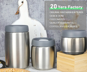 Thanhot 800ml caffè sigillato serbatoio pressa vuoto chicco di caffè in acciaio inossidabile contenitore croccante tondo cerchio circolare barattolo circolare - Product Image 2