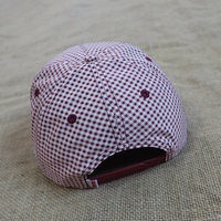 Hoge kwaliteit op maat gemaakte 3D geborduurde logo rode wit geruite meisjes- en dames petten met 5 panelen en gebogen klep
