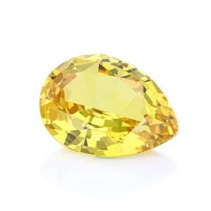 Starsgem 16*12mm poire saphir de laboratoire nouvelle brut de haute qualité laboratoire saphir bijoux pierres de saphir jaune