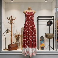 Robe longue décontractée unie pour femme, style africain, élégante, à col halter et sans bretelles, vente en gros à bas prix