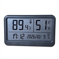 Thermomètre hygromètre numérique d'intérieur avec horloge, affichage de la date et du jour de la semaine