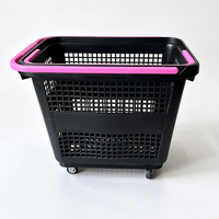 Panier de courses à roulettes grande capacité avec poignées, panier d'épicerie en plastique durable pour les chaînes de supermarchés