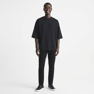 Camiseta personalizada de gran tamaño Crop Boxy Fit 100% algodón Drop Shoulder Streetwear calidad de lujo logotipo personalizado camiseta lisa para hombres - Product Image 1