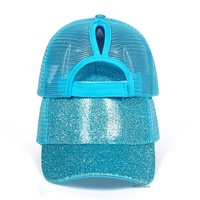 Chapeaux à queue de cheval pailletée Casquette de baseball réglable et brillante Casquette à visière Ponycaps