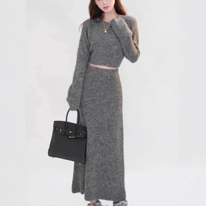 Gonna di fascia alta in maglia per abbigliamento invernale 2024 nuovo Set gonna a vita alta da <span class=keywords><strong>donna</strong></span> autunno e inverno - Product Image 3